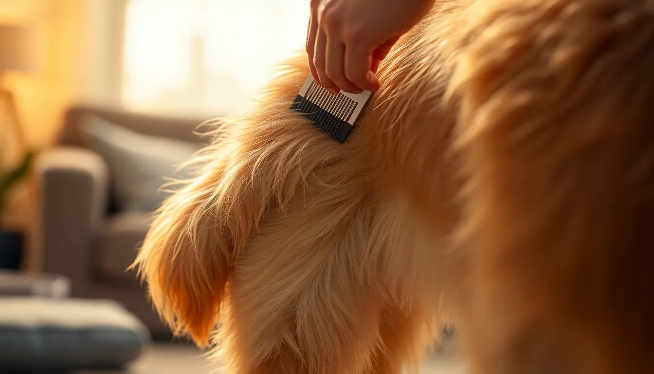 행복하게 빗질받는 강아지