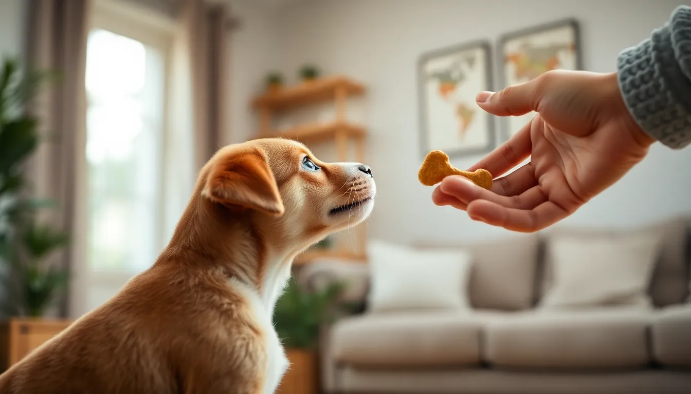 긍정 강화 훈련을 통해 행복하게 훈련받는 반려견의 모습