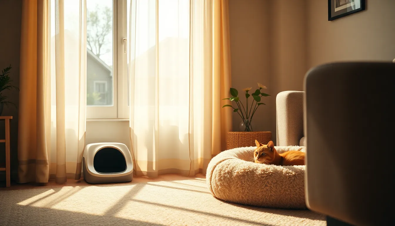 고양이가 모래 화장실을 사용하는 모습