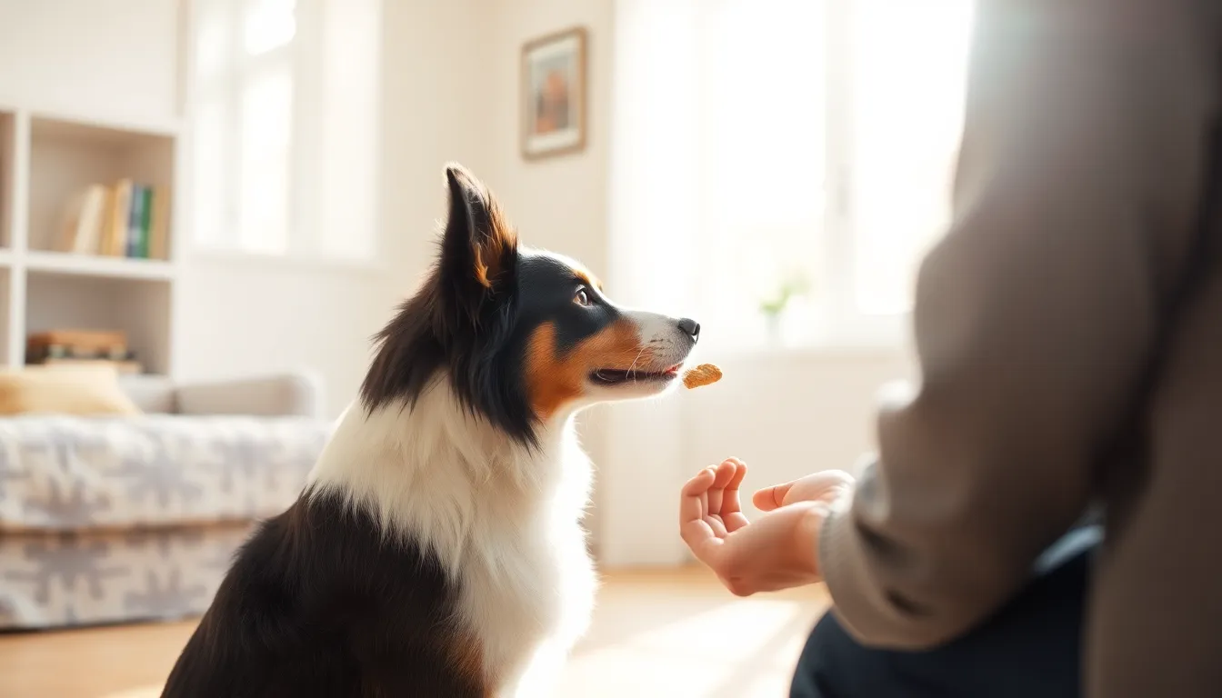행복하게 훈련하는 강아지
