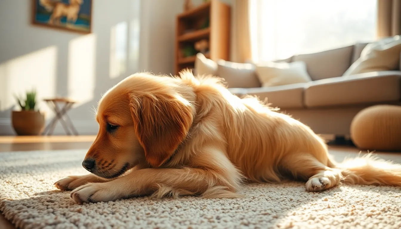 빗질하는 강아지와 보호자