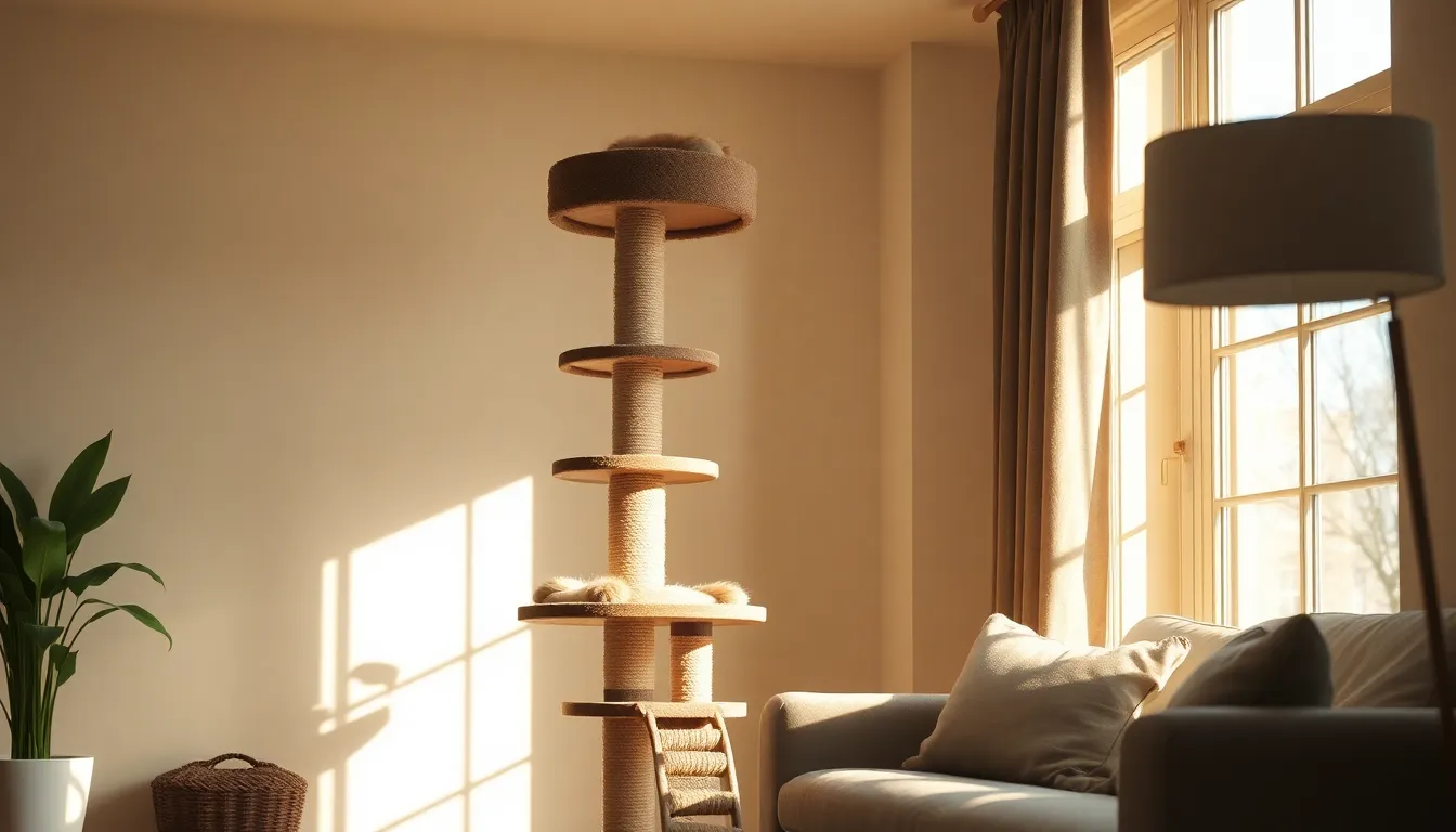 고양이가 캣타워를 이용하는 모습