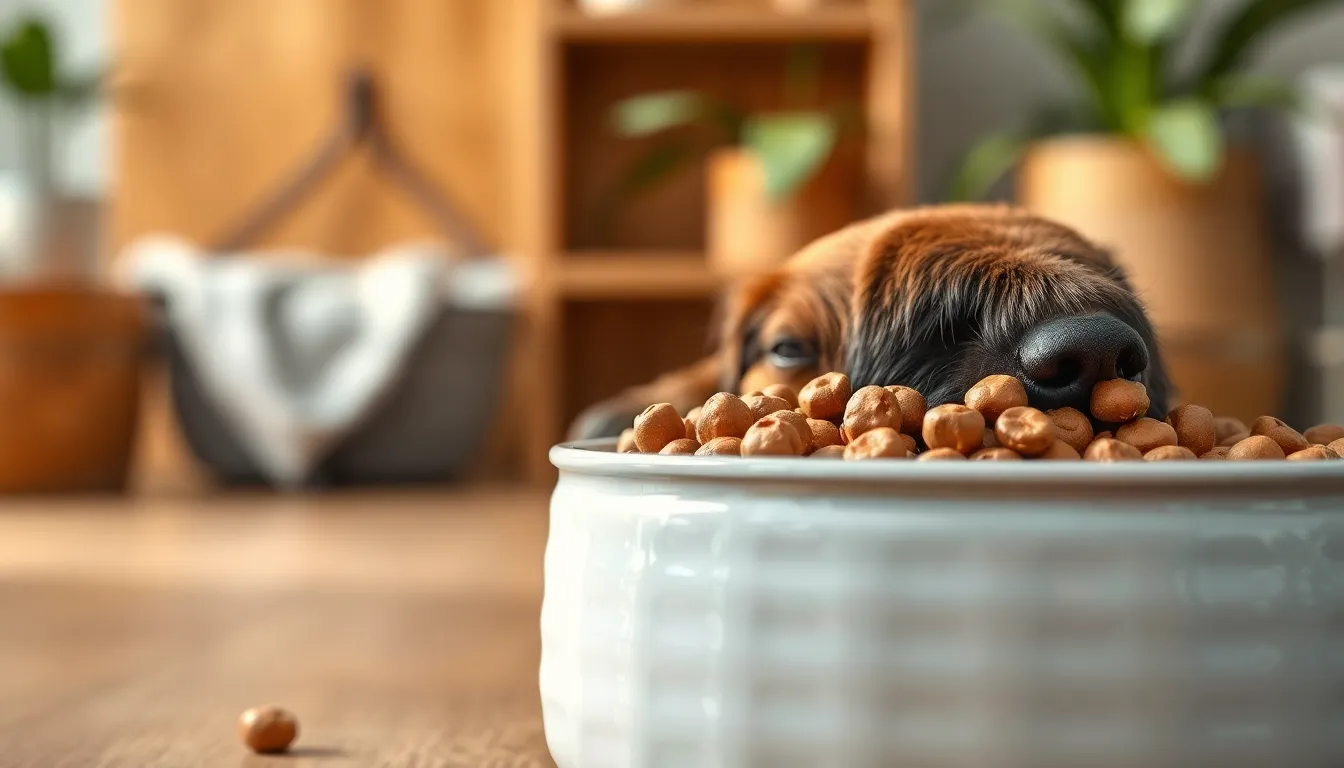 건강하게 사료를 먹는 강아지