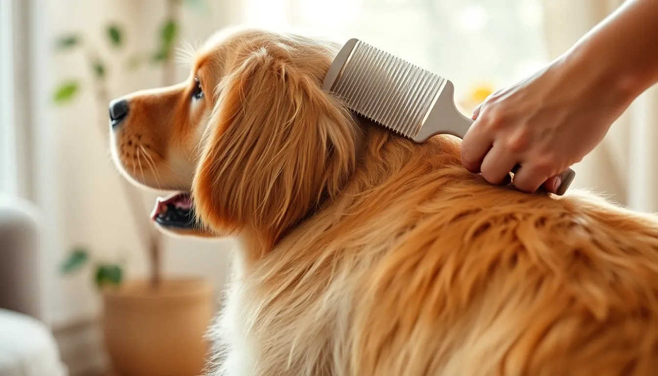 반려견 빗질 모습